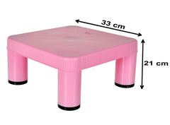 Heart Home Large Portable,Lightweight, Comfortable Square Plastic Seating Stool/Patla for Home, Bathroom, Kitchen (Pink)