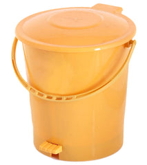 Kuber Industries Plastic Pedal Dustbin/Wastebin With Handle, 10 Liter- Pack of 2 (Red & Yellow)-47KM0961