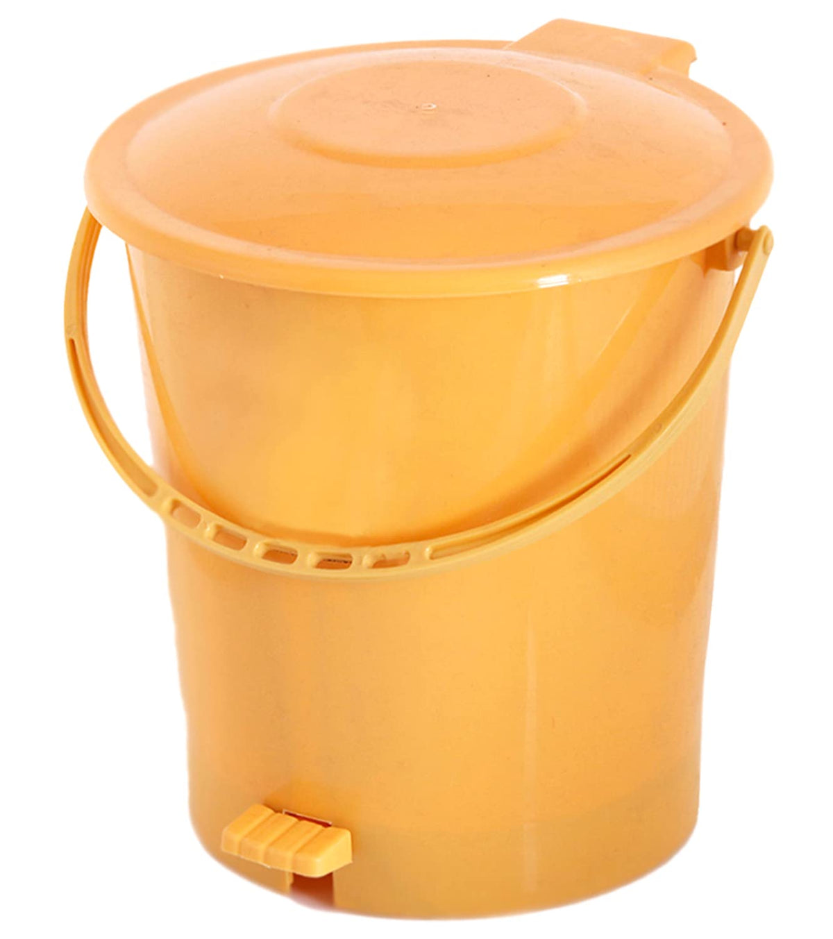 Kuber Industries Step-On Pedal Plastic Dustbin, Trashbin, Wastebin For Kitchen, Dustbin For Bathroom, Office Use With Handle, 10 Liter (Yellow)-47KM0932