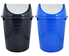 Kuber Industries Plastic Dustbin, Trashbin, Wastebin For Kitchen, Bathroom, Office Use With Swing Lid, 10 Liter- Pack of 2 (Blue & Black)-47KM0878