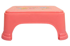 Kuber Industries Floral Print 3 Pieces Plastic Bathroom Stool, Adults Simple Style Stool Anti-Slip with Strong Bearing Stool for Home, Office, Kindergarten, Pink-KUBMART10867