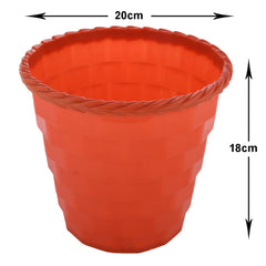 Heart Home Brick Flower Pot|Durable Plastic Flower Pots|Planters for Home Décor|Garden|Living Room|Balcony|8 Inch|Pack of 4 (Orange)
