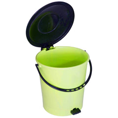 Kuber Industries Plastic Pedal Dustbin/Wastebin With Handle, 10 Liter- Pack of 2 (Green & Black)-47KM0983