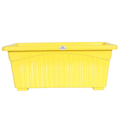 Heart Home Rectangular Jupiter Plastic Window Pot|Flower Planter for Home & Balcony,Garden 14 Inches Pack of 3 (Yellow)