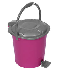 Kuber Industries Durable Plastic Pedal Dustbin|Waste Bin|Trash Can For Kitchen & Home With Handle,10 Litre,Pack of 2 (Red & Pink)
