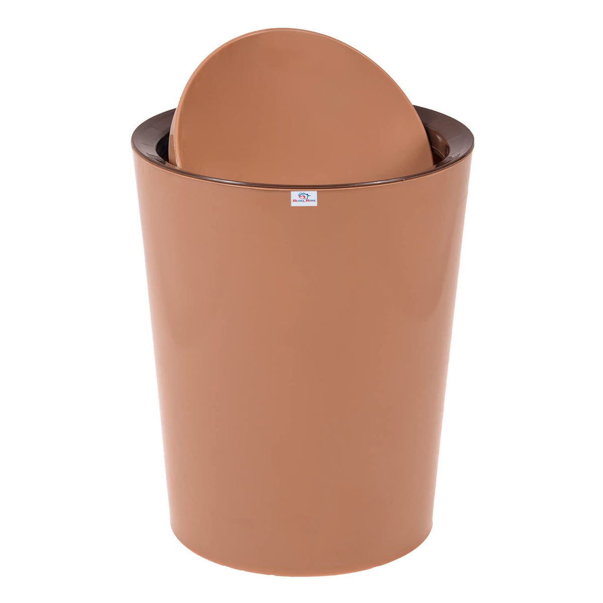 Heart Home Swinging Lid Dustbin|Plastic Garbage Waste Bin|Trash Can for Living Room|Kitchen|Office|6 Litre (Coffee)