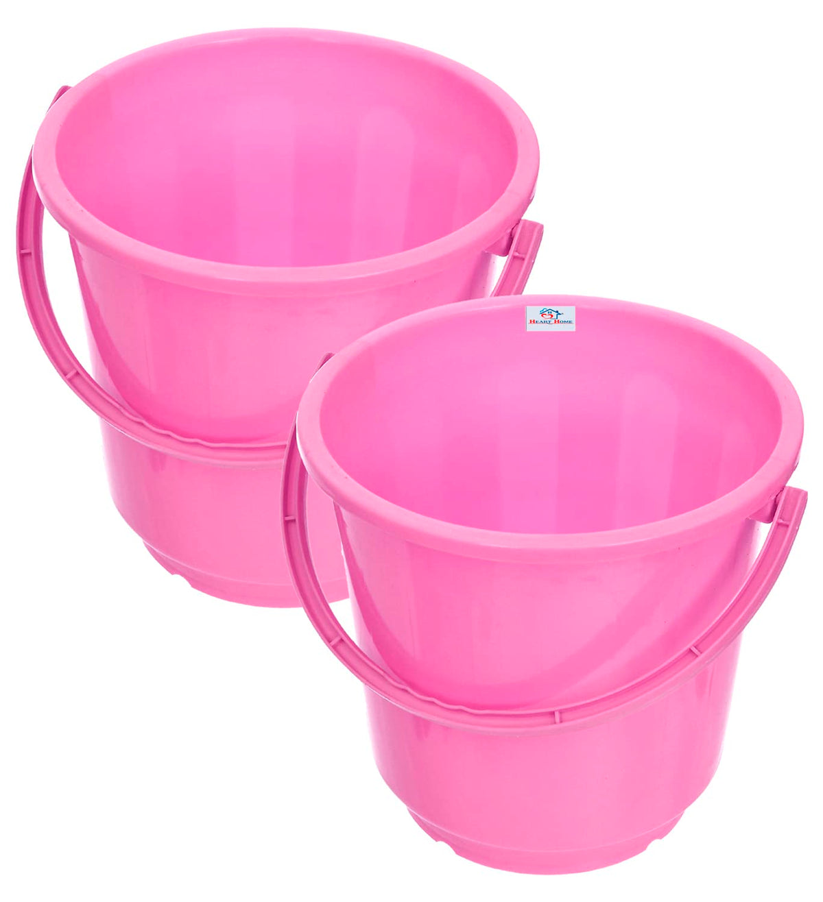 Heart Home Bucket|Plastic Bucket for Bathroom|Bucket for Bathing|Unbreakable Bucket with Handle|16 Liter|Pack of 2 (Pink)