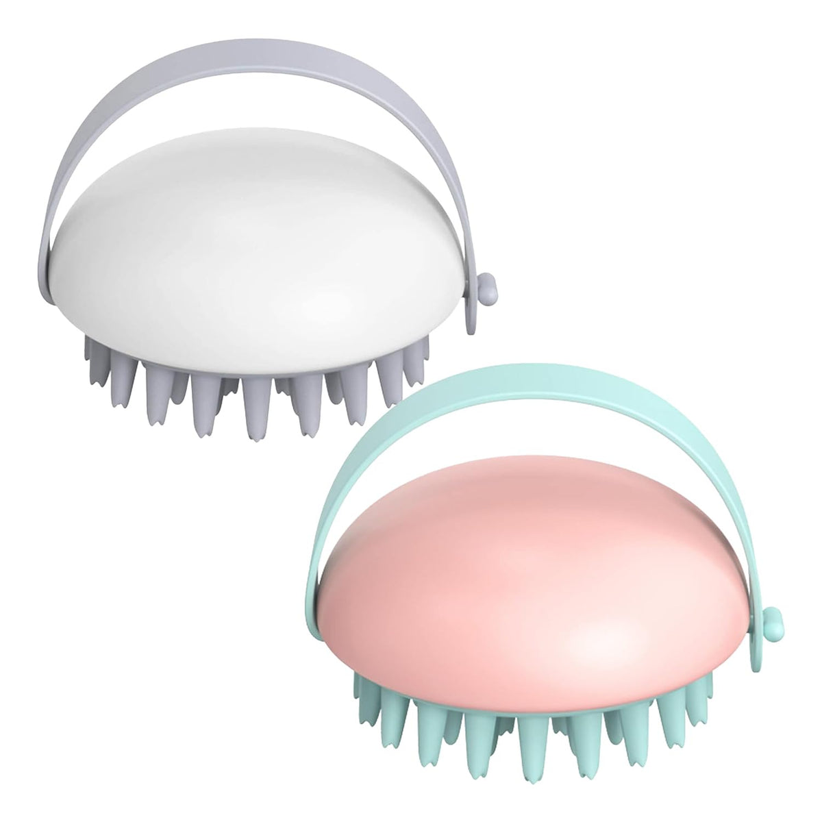 Homestic Hair Massager Shampoo Brush | Soft Silicone Bristles | Shampoo Brush for Hair Washing | Massager Brush For Dandruff | XJPNKU-XJWTEU | Pink & White