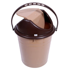 Heart Home Plastic Dustbin with Swinging Lid|Portable Garbage Basket & Round Trash Can for Home,Kitchen,Office,College,10 Ltr (Brown)