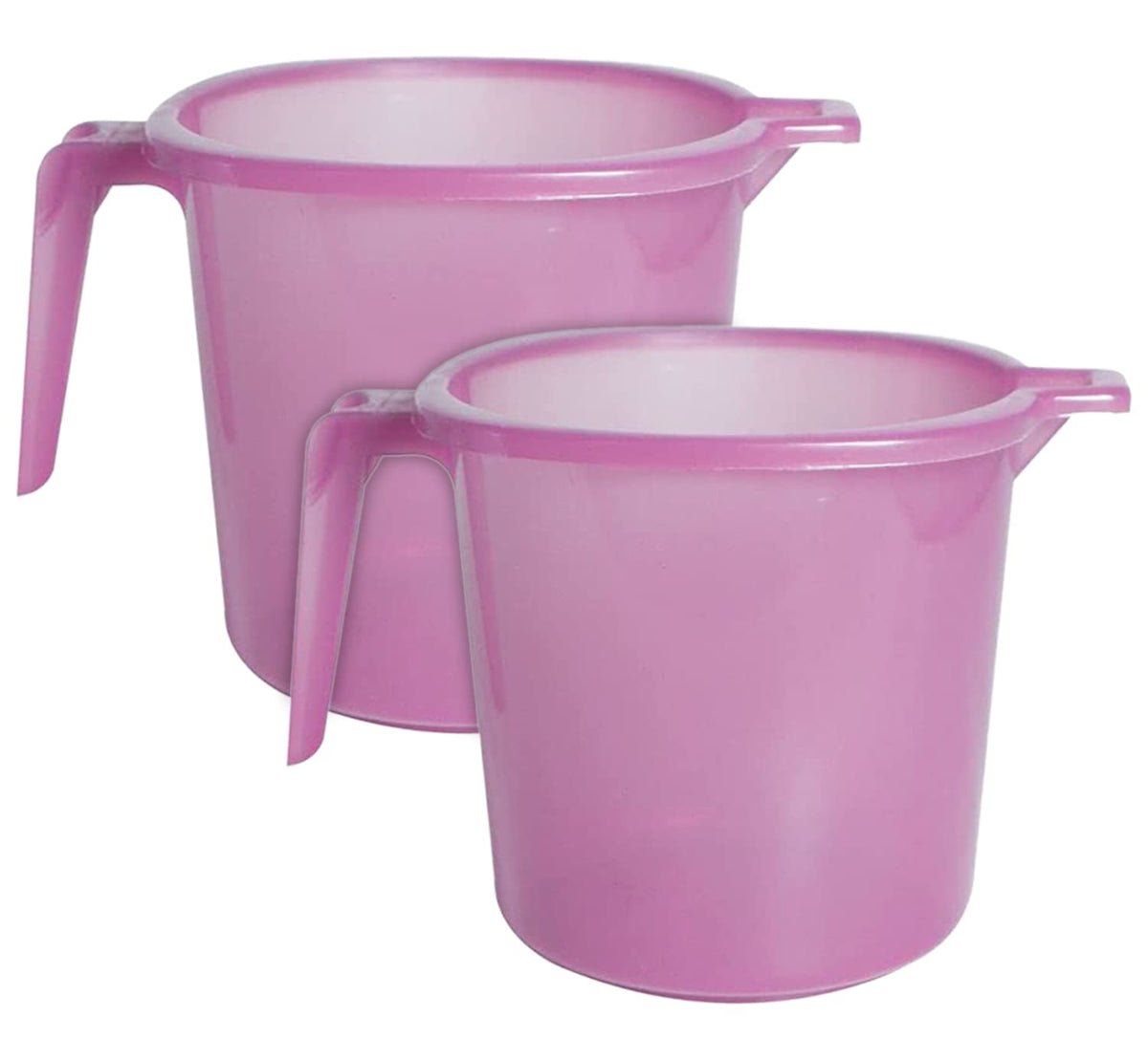 Heart Home Tranasparent Small Plastic Bathroom Mug, 1 Litre- Pack of 2 (Pink)-50HH0807
