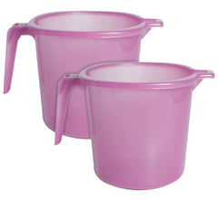 Heart Home Tranasparent Small Plastic Bathroom Mug, 1 Litre- Pack of 2 (Pink)-50HH0807