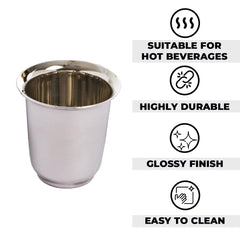 Kuber Stainless Steel Glass Set | Stainless Steel, Wobble Free Base, Durable | Multipurpose, Elegant Design & Mirror Finish | Easy to Clean & Store | Steel Glass Set 6