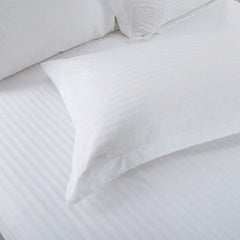 Kuber Industries Self Stripe 300 TC Satin Double Bedsheet with 2 Pillow Covers - White