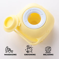 Kuber Industries Dog Brush with Shampoo Container|Cat & Dog Bath Brush for Bathing|Exfoliating|Scrubbing|Massaging & Relaxing|Soft Silicone|Suitable for All Pets|PT230Y|Yellow