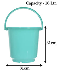 Kuber Industries Multipurposes Plastic Bucket For Bathing With Lid|Home Cleaning & Storage Purpose|31 x 31 x 31 CM|Capicity 16Ltr. (Green)-47KM01177