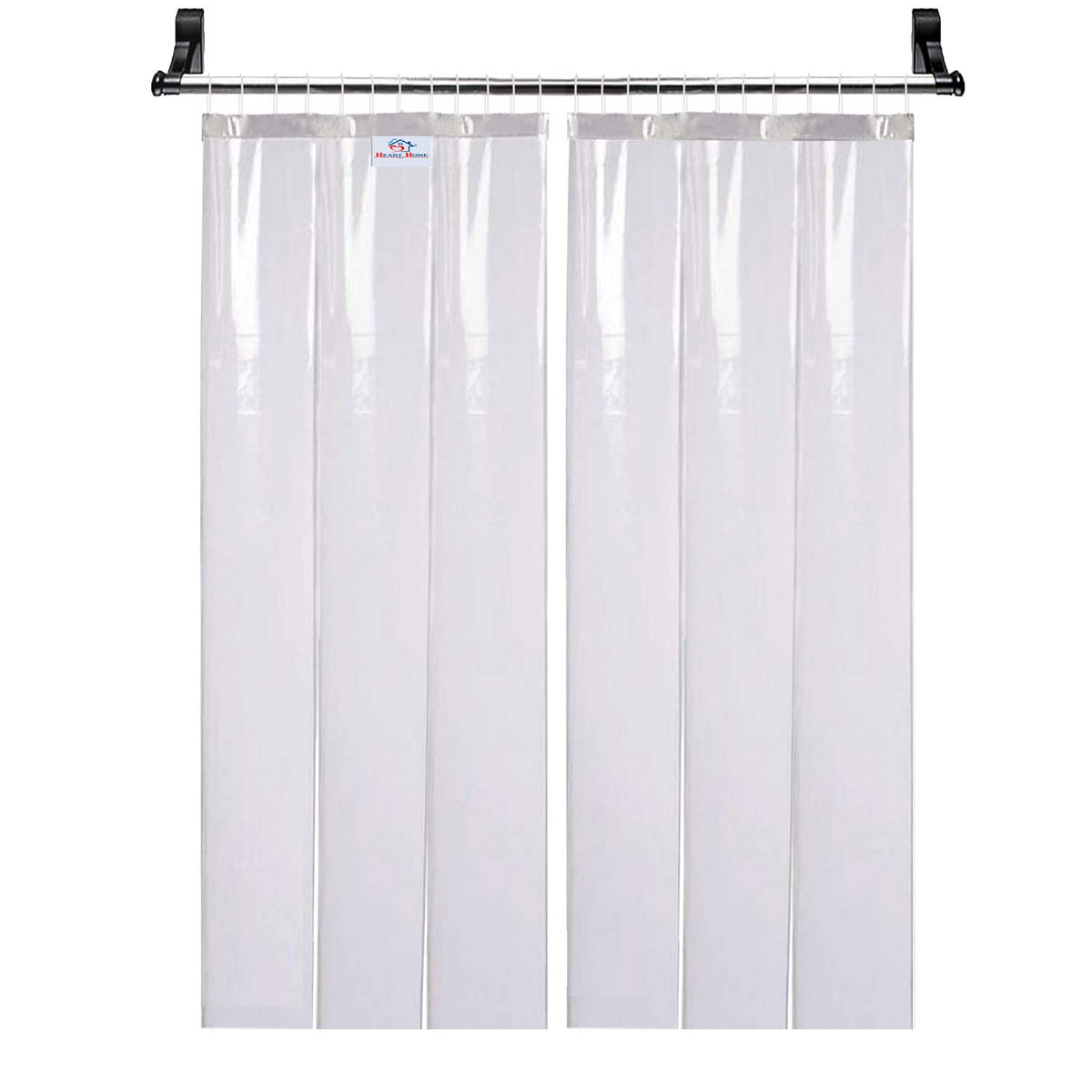 Heart Home 0.50mm 3 Strips Stain Resistant, Waterproof PVC Shower/AC Curtain, 7 Feet Pack of 2 (Tranasparent) 52HH3906