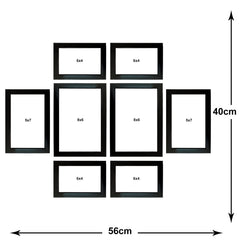 Kuber Industries Collage Photo Frame For Living Room, Wall Set of 8 (Black) Size: 5x7-2 Pc., 8x6-2 Pc., 6x4-4 Pc.