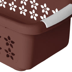 Heart Home Multipurpose Rectangle Shape Plastic Storage Basket for Kitchen, Fruit Basket, Office Table, Storage Organizer Medium (Brown)