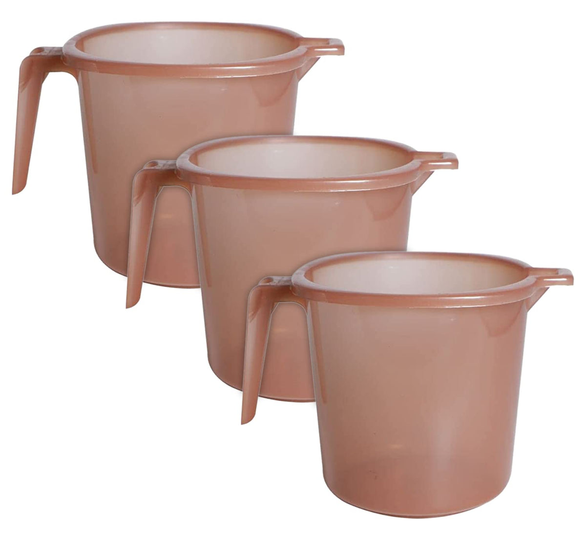 Heart Home Tranasparent Small Plastic Bathroom Mug, 1 Litre- Pack of 3 (Brown)-50HH0827