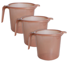 Heart Home Tranasparent Small Plastic Bathroom Mug, 1 Litre- Pack of 3 (Brown)-50HH0827