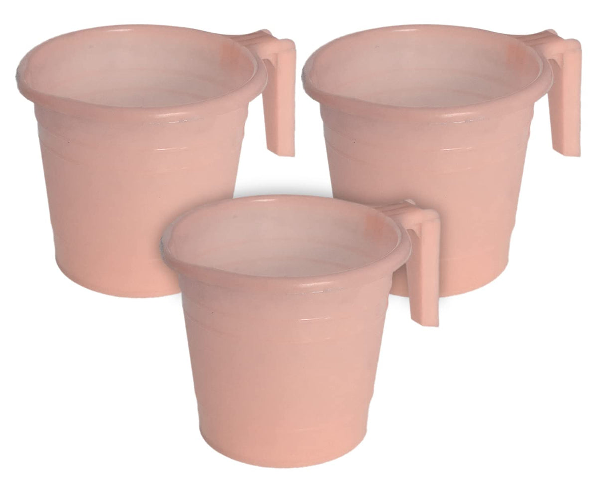 Heart Home Multiuses Lightweight, Unbreakable Strong Plastic Bathroom Mug, 2 Litre- Pack of 3 (Peach)-50HH0876