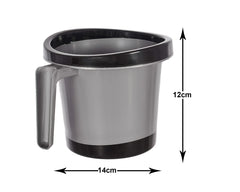Heart Home Plastic Bathroom Mug 1 Litre Pack of 6 (Black)-46HH0263