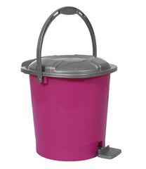 Kuber Industries Durable Plastic Pedal Dustbin|Waste Bin|Trash Can For Kitchen & Home With Handle,10 Litre (Pink)