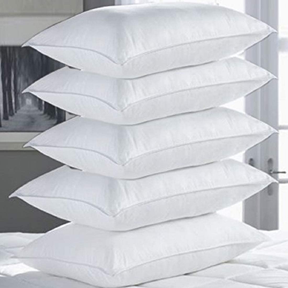 Heart Home Luxurious 5 Piece Microf ibre Pillow Filler - 17X27, White Cthh3024(Microf ibre_White)