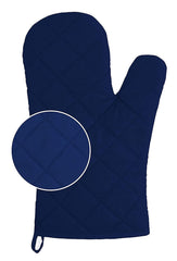 Kuber Industries Heat Resistant Cotton Kitchen Oven Mitt Microwave Glove Set, Non-Slip Grip and Hanging Loop for Kitchen, Cooking, Baking, Set of 2 (Blue)