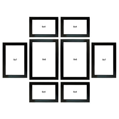 Kuber Industries Collage Photo Frame For Living Room, Wall Set of 8 (Black) Size: 5x7-2 Pc., 8x6-2 Pc., 6x4-4 Pc.