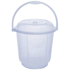 Kuber Industries Unbreakable Virgin Plastic Strong Transparent Bathroom Bucket with Lid 18 LTR (White)-KUBMART828, Standard