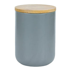 Homestic Ceramic Jar | Food Storage Jar | Kitchen Storage Jar | Round Jar for Home | Sugar Storage Jar | Airtight Bamboo Lid | YX06-M-GY | 800 ML | Gray
