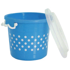 Heart Home Dot Printed Multiuses Plastic Kitchen & Pantry Storage Container with Lock Handle & Lid, 16 Liter (Blue)-47HH01133