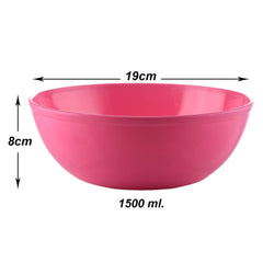 Kuber Industries Bowls|Plastic Dishwasher Safe Bowl|Serving Bowls|Bowls for Kitchen|Microwave Safe Bowls for Salad|Soup|Pasta|1500 ML|Pack of 9 (Pink)