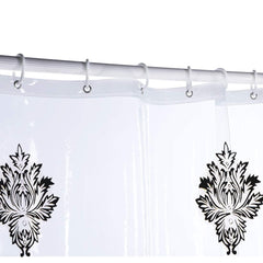 Kuber Industries 0.30mm Rangoli Printed PVC AC/Shower Curtain with Hooks,7 Feet (Transparent)
