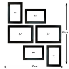 Kuber Industries Collage Photo Frame For Living Room, Wall Set of 6 (Black) Size: 6x4-4 Pc., 5x7-2 Pc.