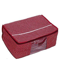 Kuber Industries 2 Piece Cotton Maroon 3 Layered Quilted Polka Dots Saree Cover, Maroon