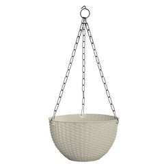 Kuber Industries Plastic Hanging Flower Pot for Balcony & Railing Set of 6 (White)-20x20x59 cm