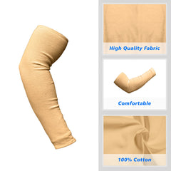 Kuber Industries Full Arm Sleeves | Cotton Summer Arm Sleeves | Protection From Sun Burns | Dust | Arm Sleeves For Women | Arm Sleeves For Men | 2 Pair | Pack of 2 | Cream