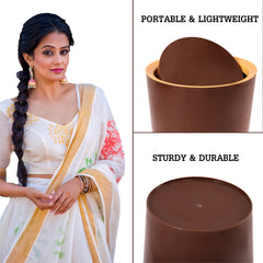 Heart Home Swinging Lid Dustbin|Plastic Garbage Waste Bin|Trash Can for Living Room|Kitchen|Office|6 Litre|Pack of 2 (Brown & Peach)