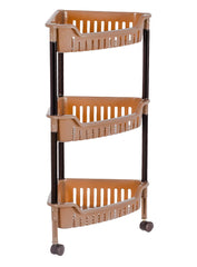Heart Home Multiuses Plastic 3 Tier Triangle Corner Space Saving Storage Organizer Rack Shelf (Brown) -46KHH0252,Standard