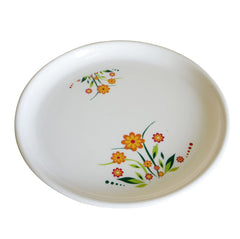 Kuber Industries Flower Printed Round Plastic Microwave/Dishwasher Safe Dinner Plates Set for Families, Parties, Daily Use, Set of 3 (White), Standard (HS39KUBMART022253)