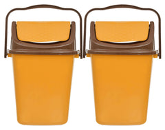 Heart Home Plastic Dustbin, Trashbin, Wastebin For Kitchen, Bathroom, Office Use With Swing Lid With Handle, 7 Liter- Pack of 2 (Yellow)-47HH0828