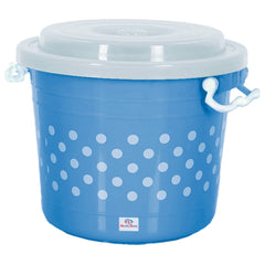 Heart Home Dot Printed Plastic Storage Container for Store Flour, Rice, Sugar, Baking Supplies with Lock Handle & Lid, 6 Liter (Blue)-47HH01086