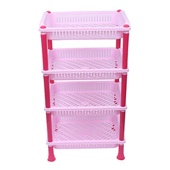 Kuber industries Plastic 2 Pieces 4 Layer Multi-Purpose Kitchen Storage Basket Rack (Pink)-CTKTC13277