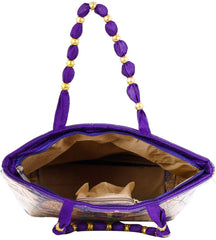 Kuber Industries Laminated Embroidery Hand Bag, Tote Bag, Purse for All Occasion for Women & Girls (Purple)