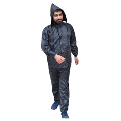 Heart Home PVC Raincoat with Adjustable Hood for Men & Women (Black) 54HH4141.