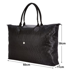 Kuber Industries Multiuses Designer Rexine Shopping Bags/Grocery Bag for Carry Grocery, Fruits, Vegetable with Handles (Black) 52KM3988