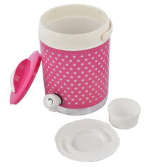 Heart Home Dot Printed Food Grade BPA Free Inner Steel Insulated 2 Cassrole & 1 Water Jug/Camper Set For Travel, Picnic, Outdoor Entertaining, Set of 3 (Pink) -HS42HEARTH25144