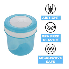 Kuber Industries Containers Set for Kitchen|BPA-Free Plastic 350 ML Storage Containers Set with Spoon for Kitchen|Pack of 6 (Sky Blue)